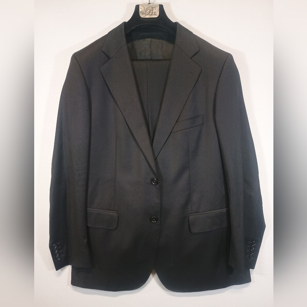 Cavaliere Classic Tuxedo Suit Men’s EU 52R Black Super 140s Wool Formal